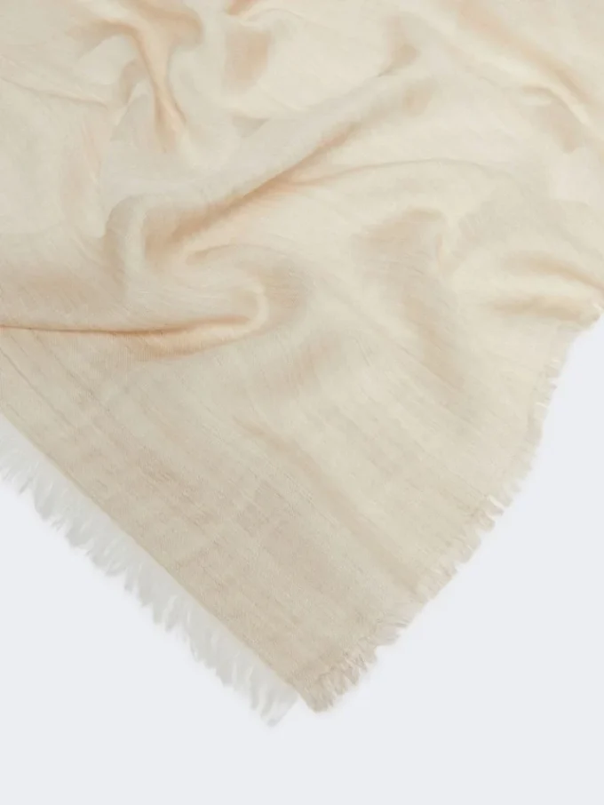 Sjal i jacquard av silke, kashmir og ull, beige Sjal i jacquard av silke, kashmir og ull, beige