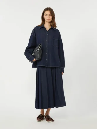 Skjorte i bomullsdenim, marineblå