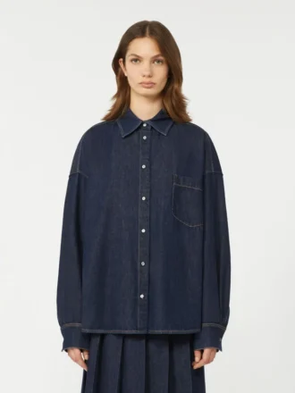 Skjorte i bomullsdenim, marineblå