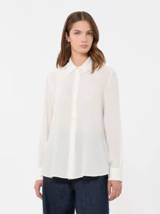 Skjorte i silke-crepe de chine, elfenben