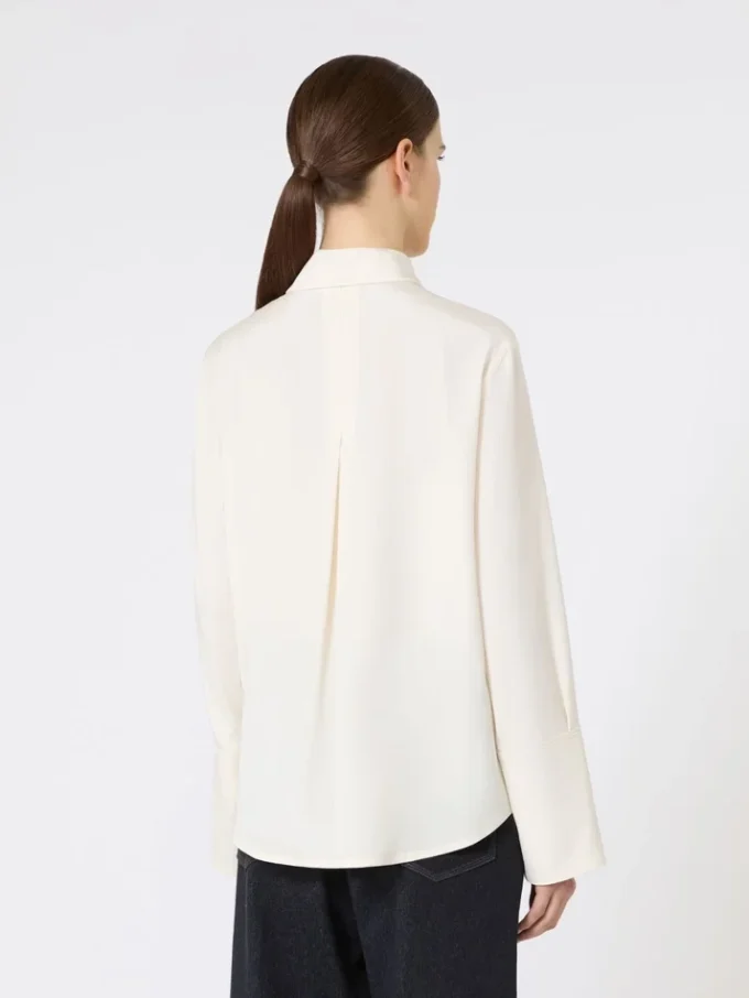 Skjorte i silke-crepe de chine, elfenben