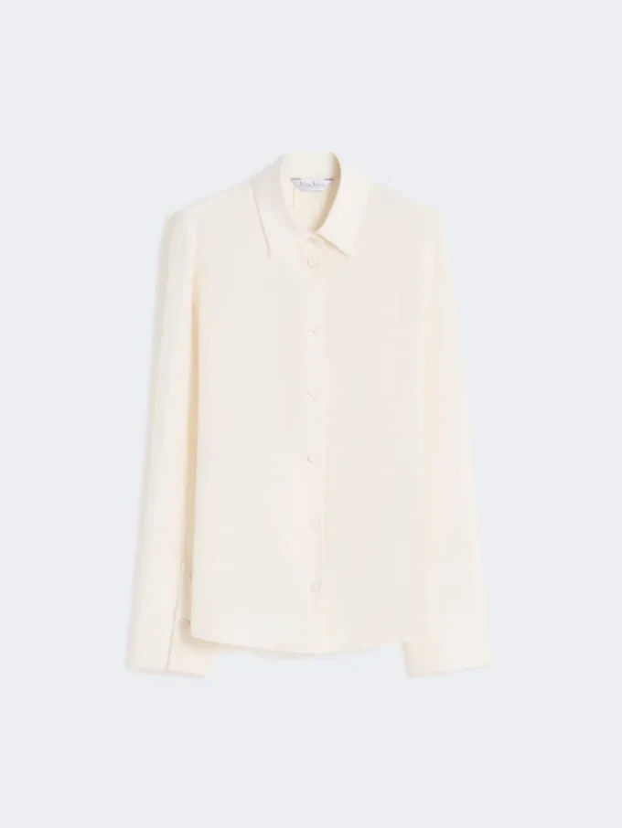Skjorte i silke-crepe de chine, elfenben