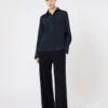 Skjorte i silke-crepe de chine, ultramarin