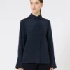 Skjorte i silke-crepe de chine, ultramarin