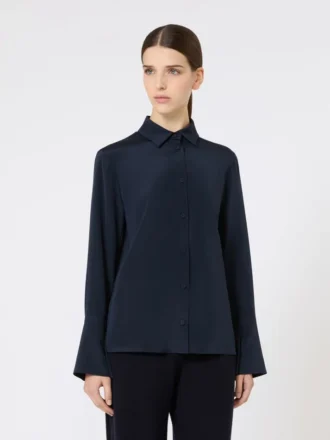 Skjorte i silke-crepe de chine, ultramarin