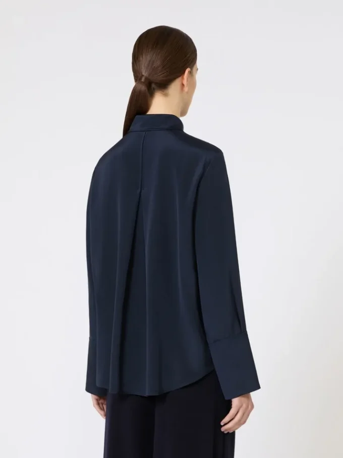 Skjorte i silke-crepe de chine, ultramarin