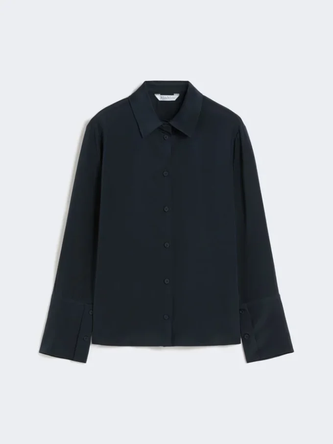 Skjorte i silke-crepe de chine, ultramarin