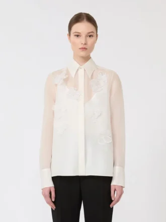 Skjorte i silkeorganza, hvit