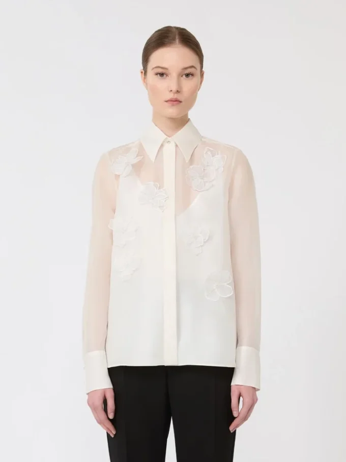 Skjorte i silkeorganza, hvit