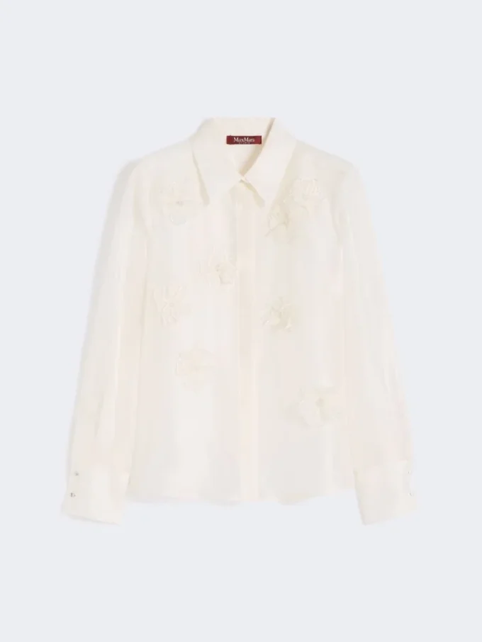 Skjorte i silkeorganza, hvit