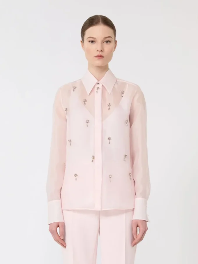 Skjorte i silkeorganza, rosa