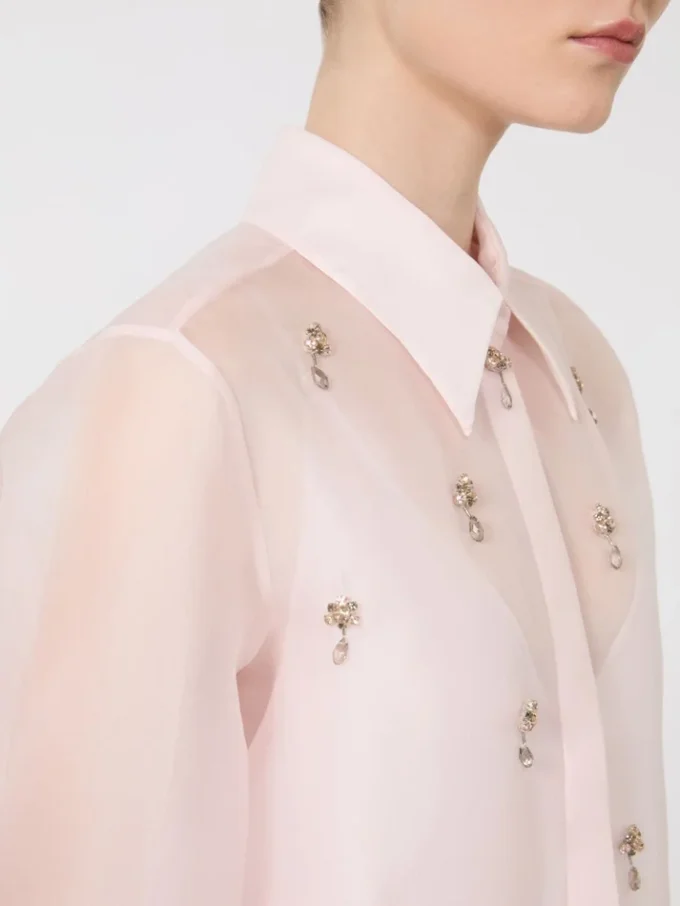 Skjorte i silkeorganza, rosa