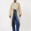 Skjorte i trykt crepe de chine, kamel