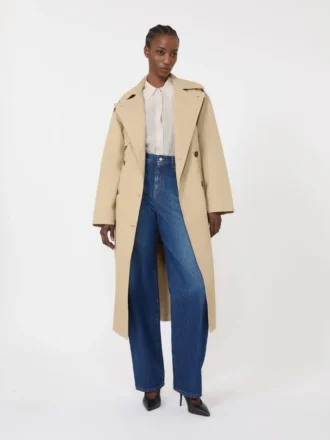 Skjorte i trykt crepe de chine, kamel