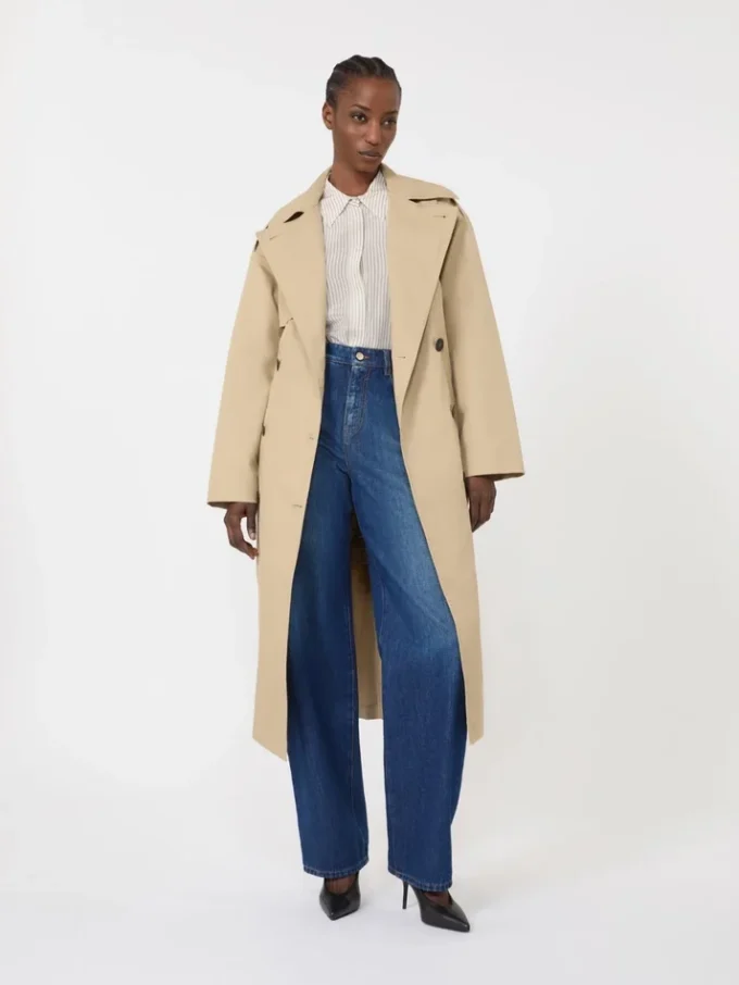 Skjorte i trykt crepe de chine, kamel