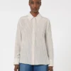 Skjorte i trykt crepe de chine, kamel