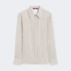 Skjorte i trykt crepe de chine, kamel