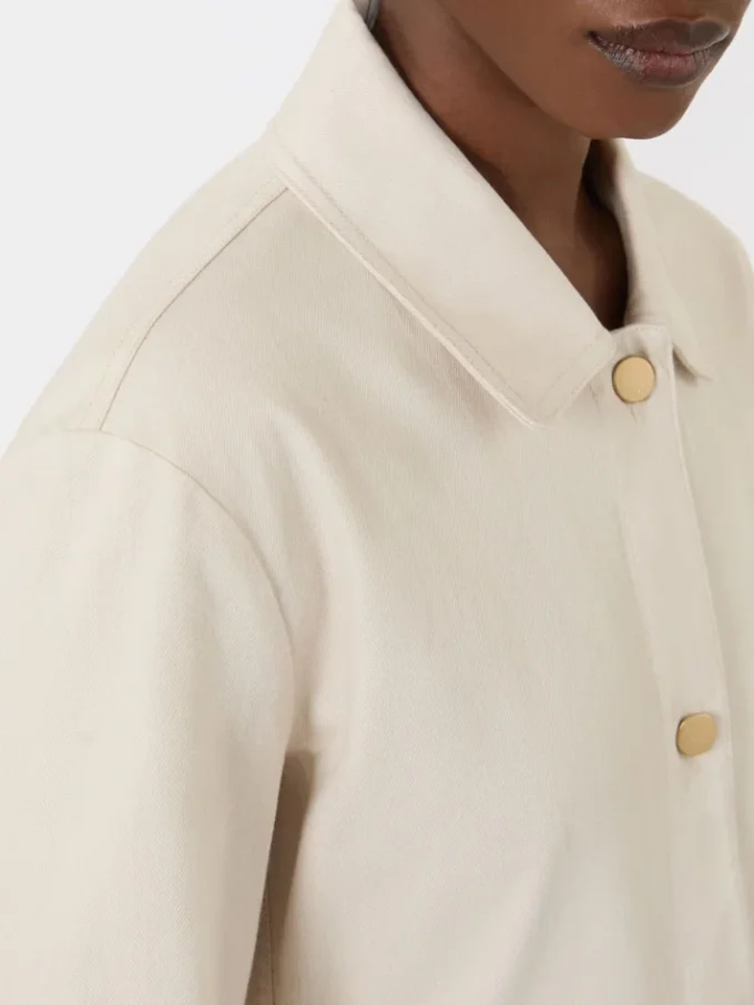 Skjortekjole i bomulls-bull-denim, sand Skjortekjole i bomulls-bull-denim, sand