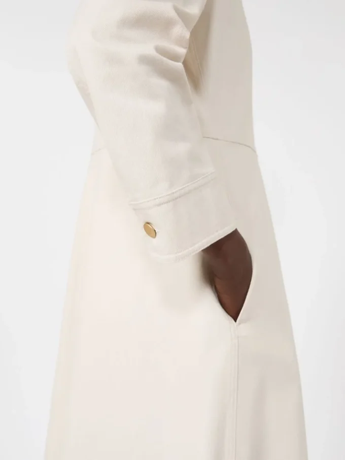 Skjortekjole i bomulls-bull-denim, sand Skjortekjole i bomulls-bull-denim, sand