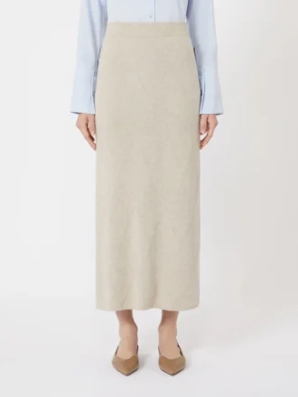 Skjørt i argyle-mønstret kashmirgarn, beige