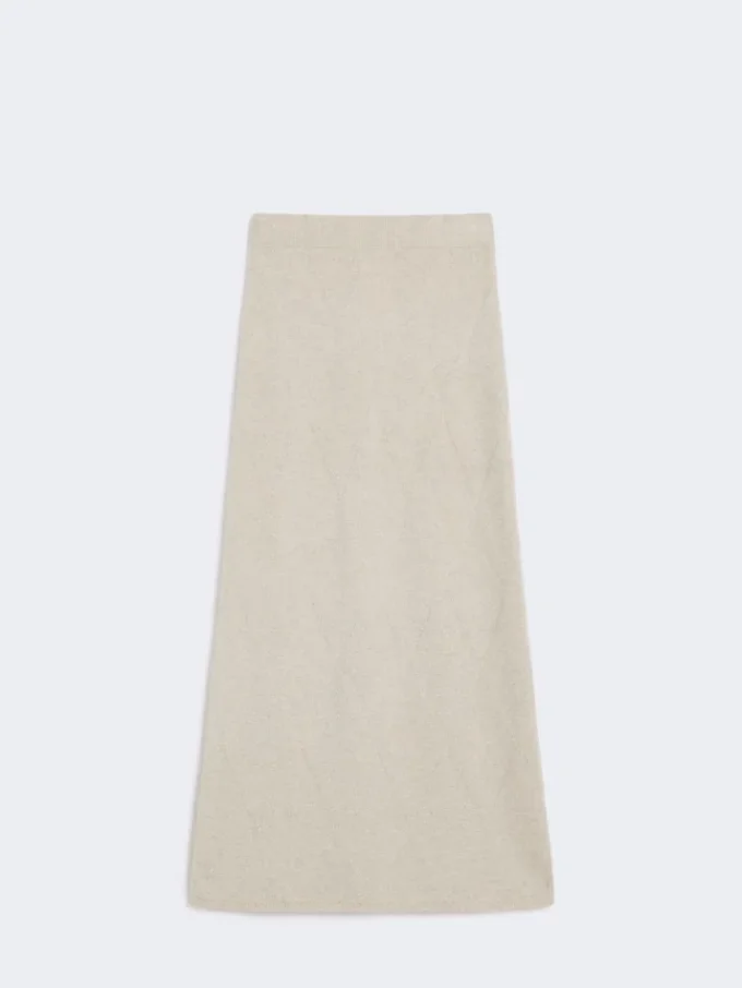 Skjørt i argyle-mønstret kashmirgarn, beige