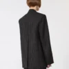 Skreddersydd blazer i gabardin med nålestriper, svart