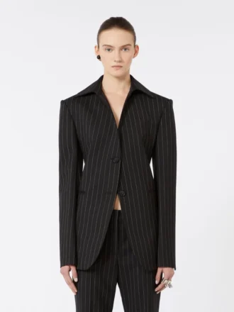 Slim-fit blazer i stretchgabardin, svart