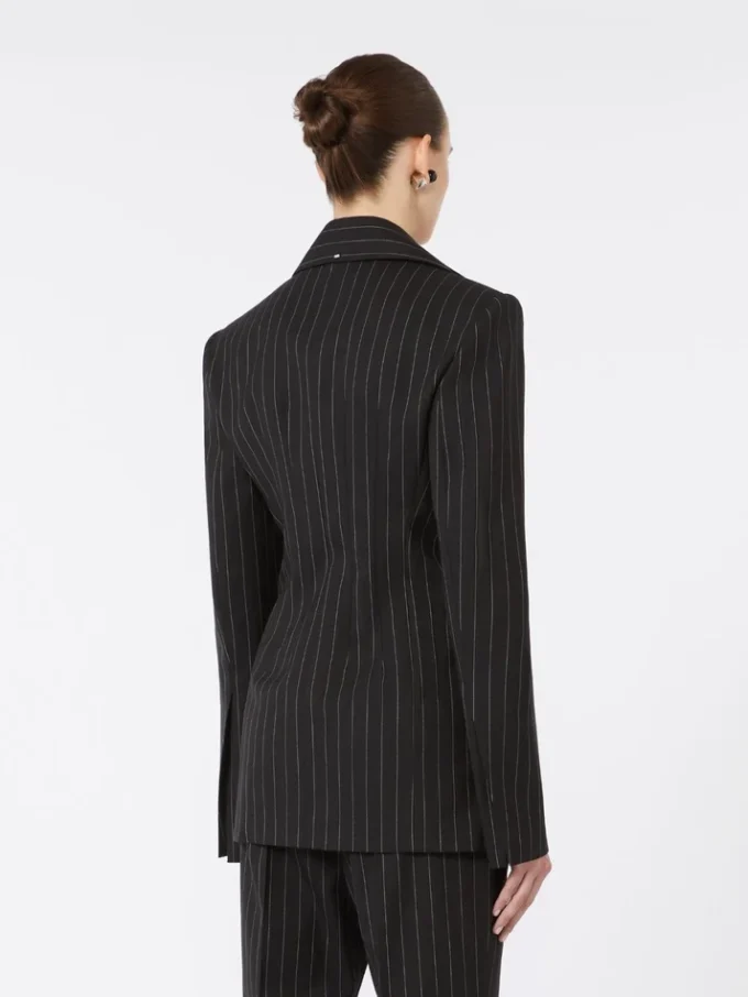 Slim-fit blazer i stretchgabardin, svart Slim-fit blazer i stretchgabardin, svart