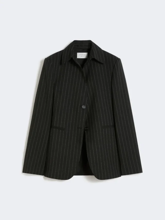 Slim-fit blazer i stretchgabardin, svart Slim-fit blazer i stretchgabardin, svart