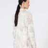 Slim-fit blazer i trykt organza og gabardin, hvit