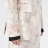 Slim-fit blazer i trykt organza og gabardin, hvit