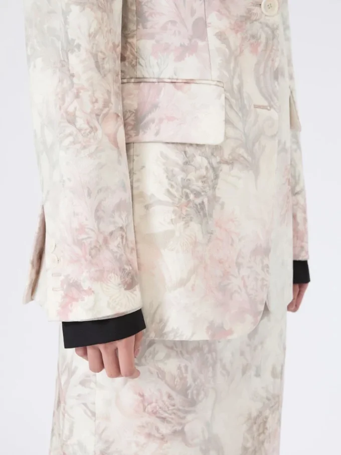 Slim-fit blazer i trykt organza og gabardin, hvit