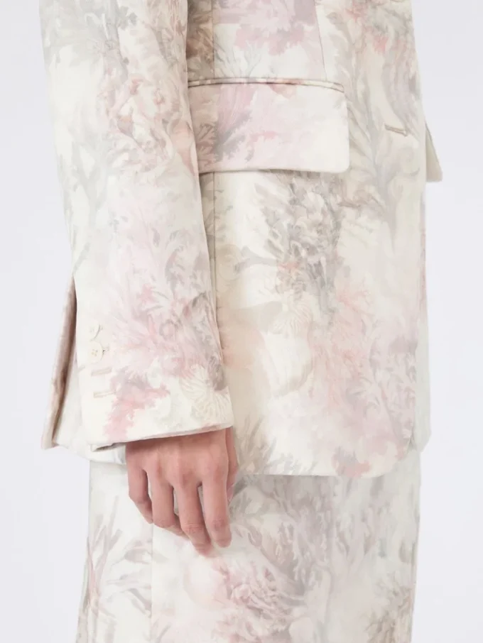 Slim-fit blazer i trykt organza og gabardin, hvit