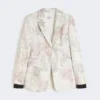 Slim-fit blazer i trykt organza og gabardin, hvit