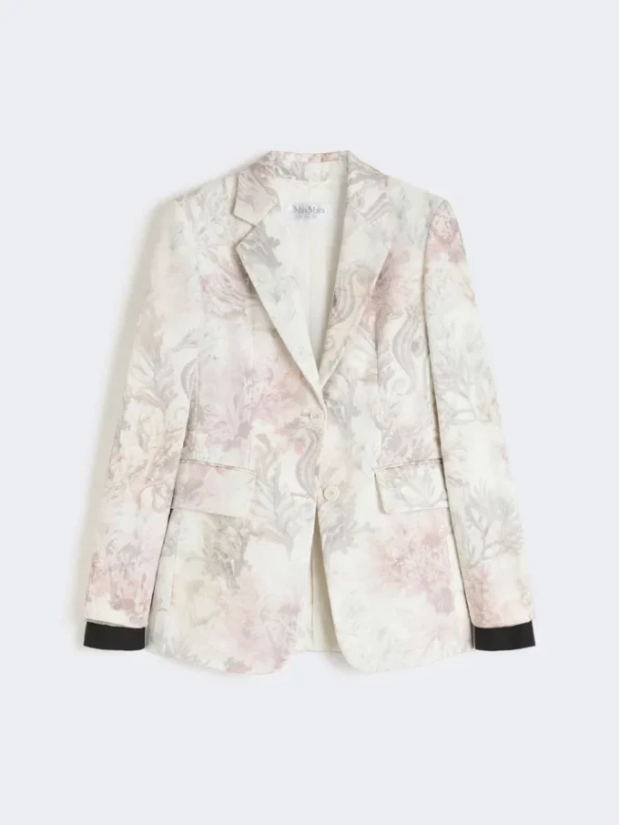 Slim-fit blazer i trykt organza og gabardin, hvit