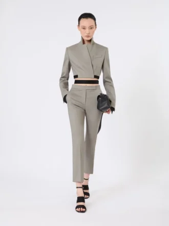 Slim-fit-bukse i ull, mohair og silke, mellomgrå