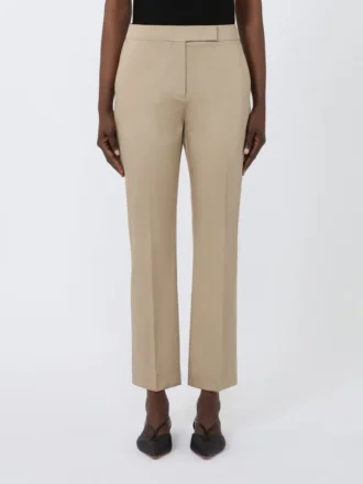 Slim-fit bukser i bomullssatin, kaki