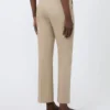 Slim-fit bukser i bomullssatin, kaki