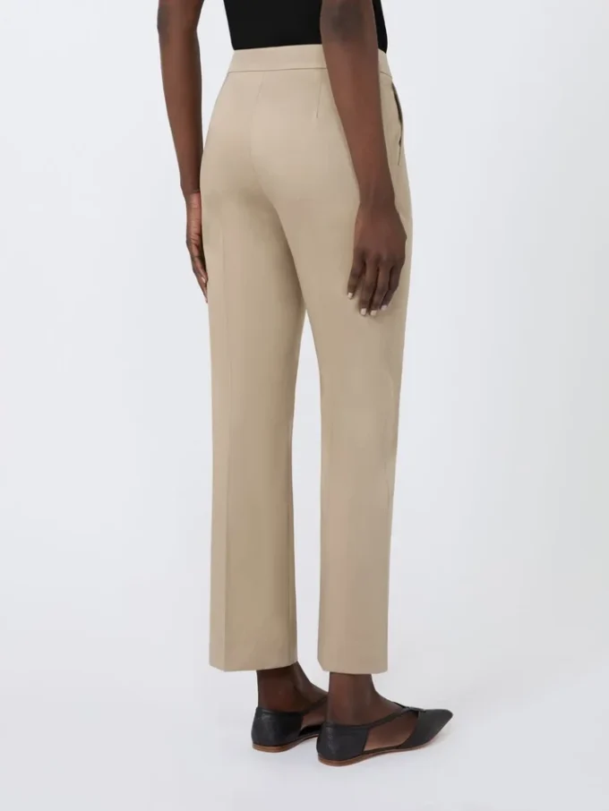 Slim-fit bukser i bomullssatin, kaki