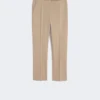 Slim-fit bukser i bomullssatin, kaki