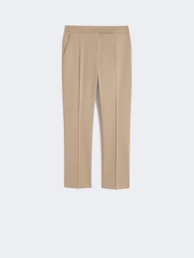 Slim-fit bukser i bomullssatin, kaki