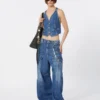 Slim-fit denimvest, midnattsblå