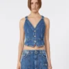 Slim-fit denimvest, midnattsblå