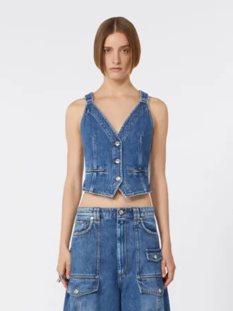 Slim-fit denimvest, midnattsblå