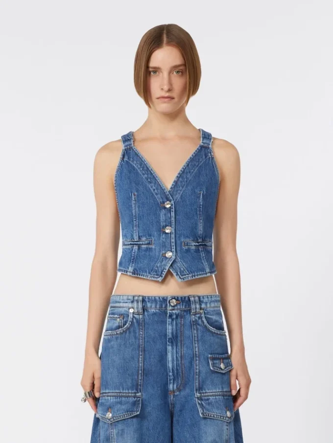 Slim-fit denimvest, midnattsblå