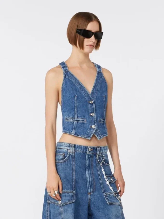 Slim-fit denimvest, midnattsblå