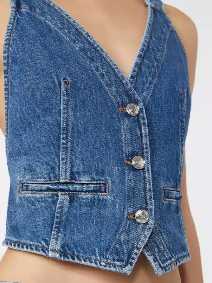 Slim-fit denimvest, midnattsblå
