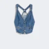 Slim-fit denimvest, midnattsblå