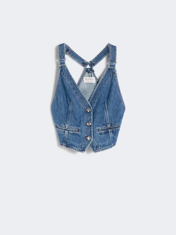 Slim-fit denimvest, midnattsblå
