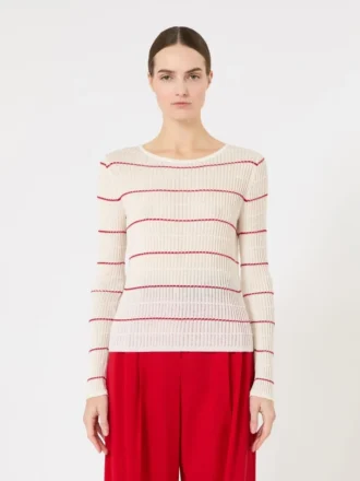 Slim-fit genser i ull og silke, hvit